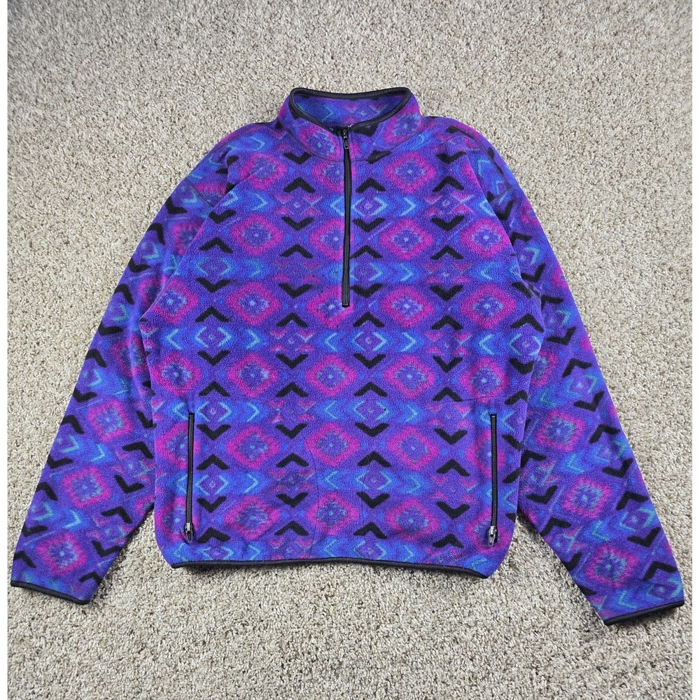 Vintage Rei Fleece Pullover Aztec Size Large Synchilla Purple 90s